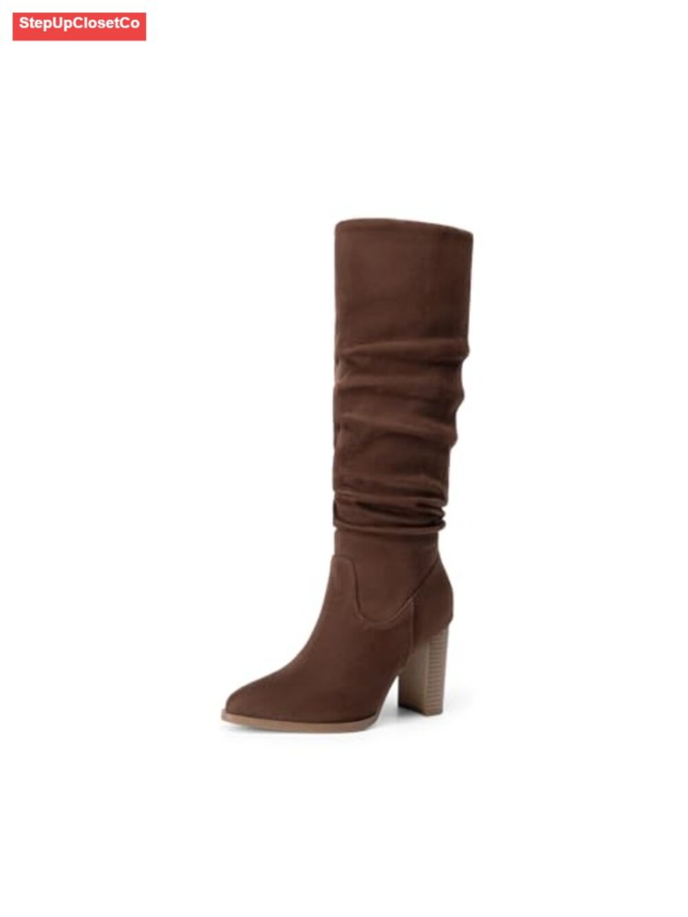 Slouchy Knee High Block Heel Pointed Toe Women's Boots